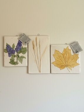 Susan Robertson pottery Prairies Wall Plaques. Saskatchewan. Wheat lilac maple